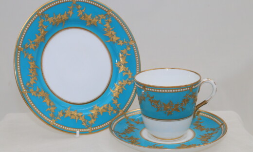 Royal Worcester gilt cup saucer & plate